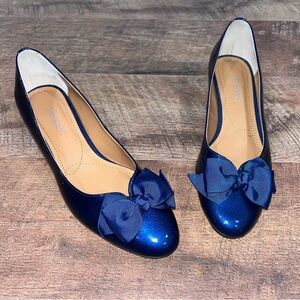 J. Renee Cameo Patent Bow Detail Block Heel Pumps